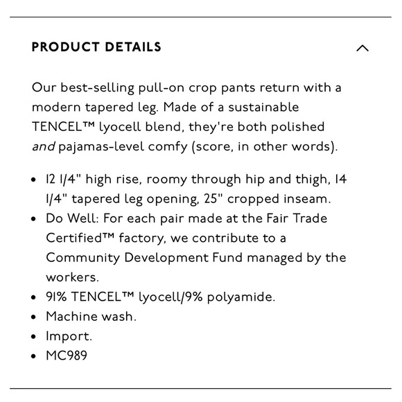 Madewell Tapered Huston Pull-On Crop Pants - Picture 3 of 7